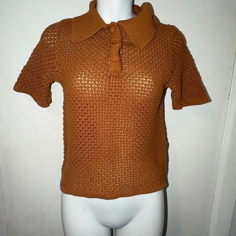 DAPHNEA PARIS Amber Cotton Knit Polo Shirt-S